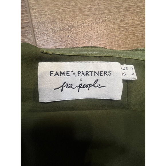 Free People x Fame & Partners Ruffle One Shoulder Cara Mini Dress Green Sz 4 - Picture 13 of 16
